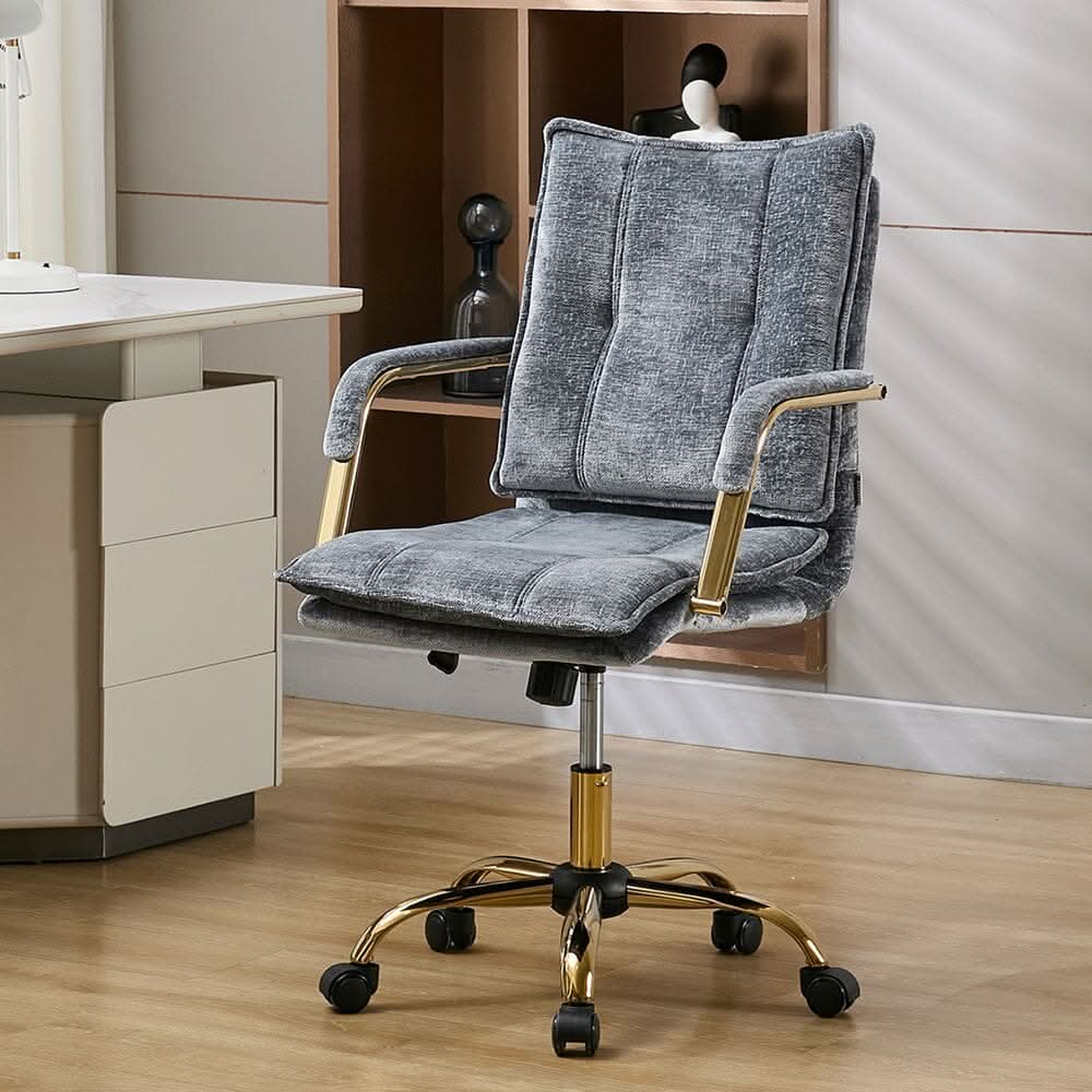 Modern Mid-Back Office Chair with Gold Frame