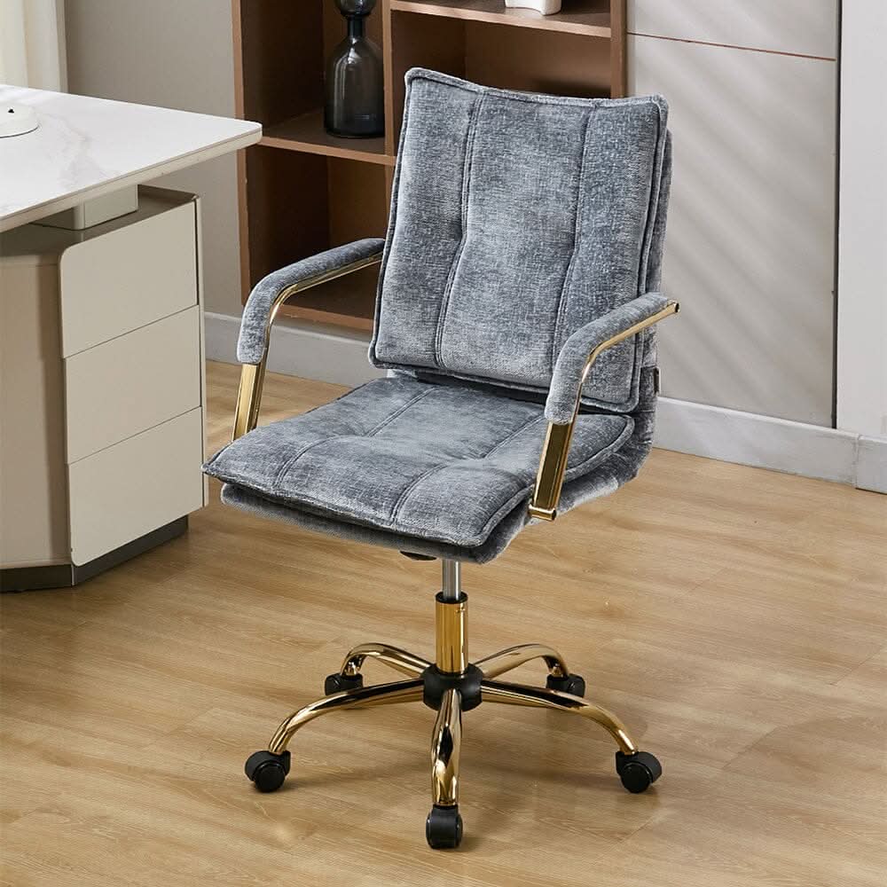 Modern Mid-Back Office Chair with Gold Frame