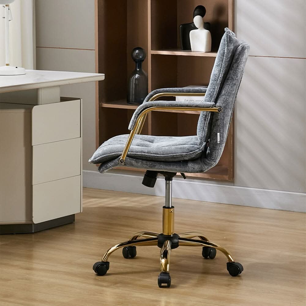 Modern Mid-Back Office Chair with Gold Frame