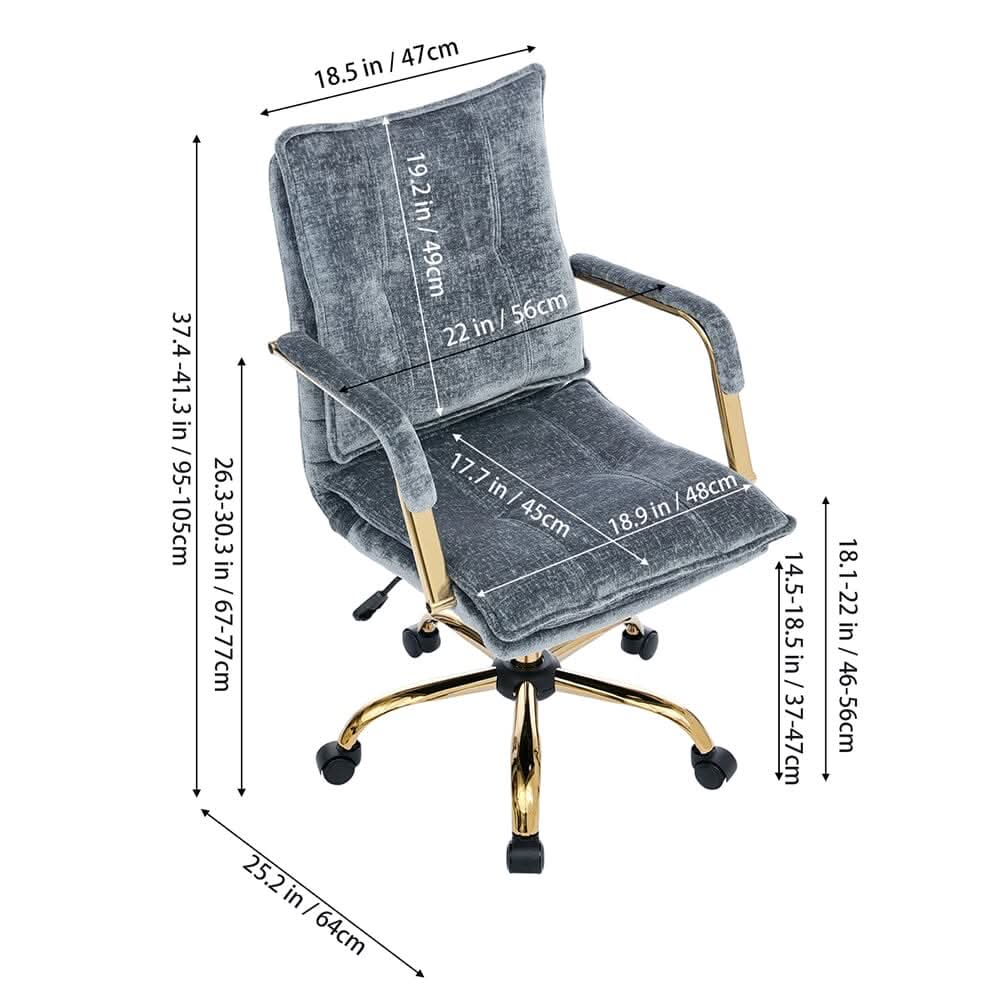 Modern Mid-Back Office Chair with Gold Frame