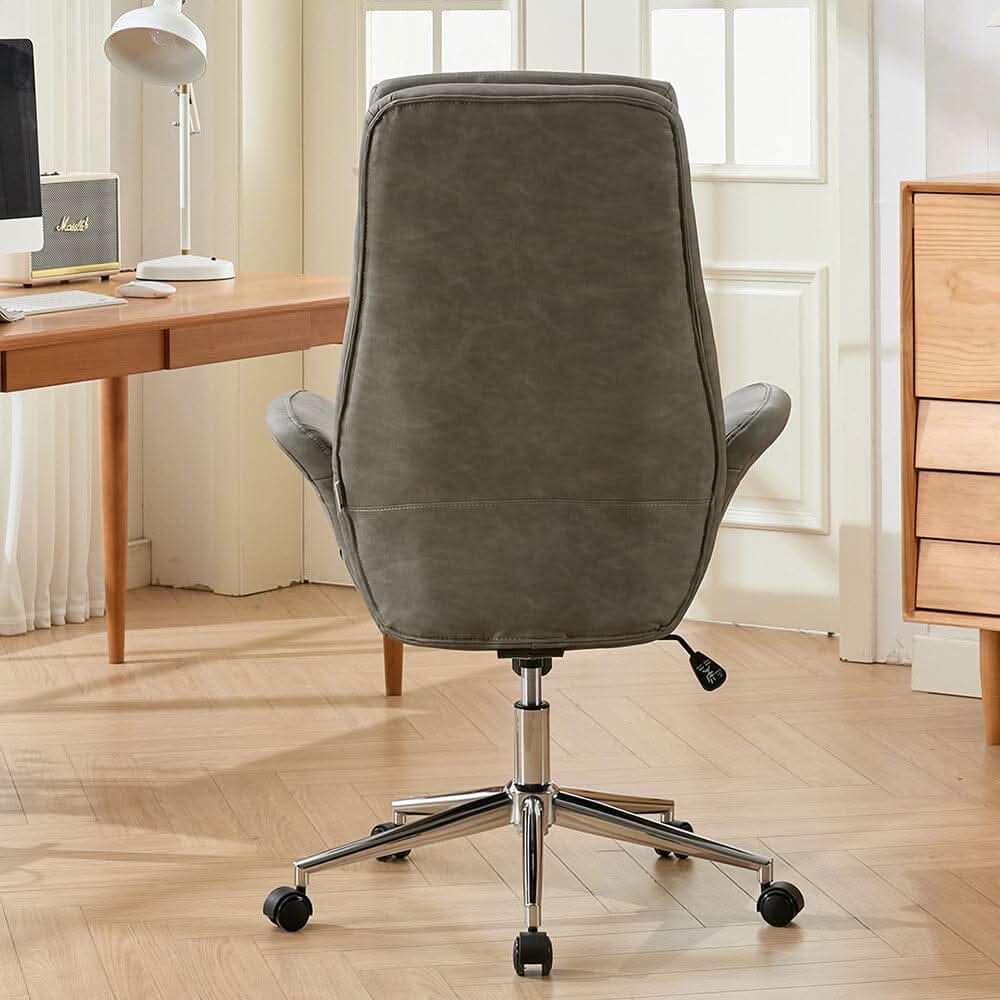 Retro PU Leather Executive Office Chair with Chrome Base