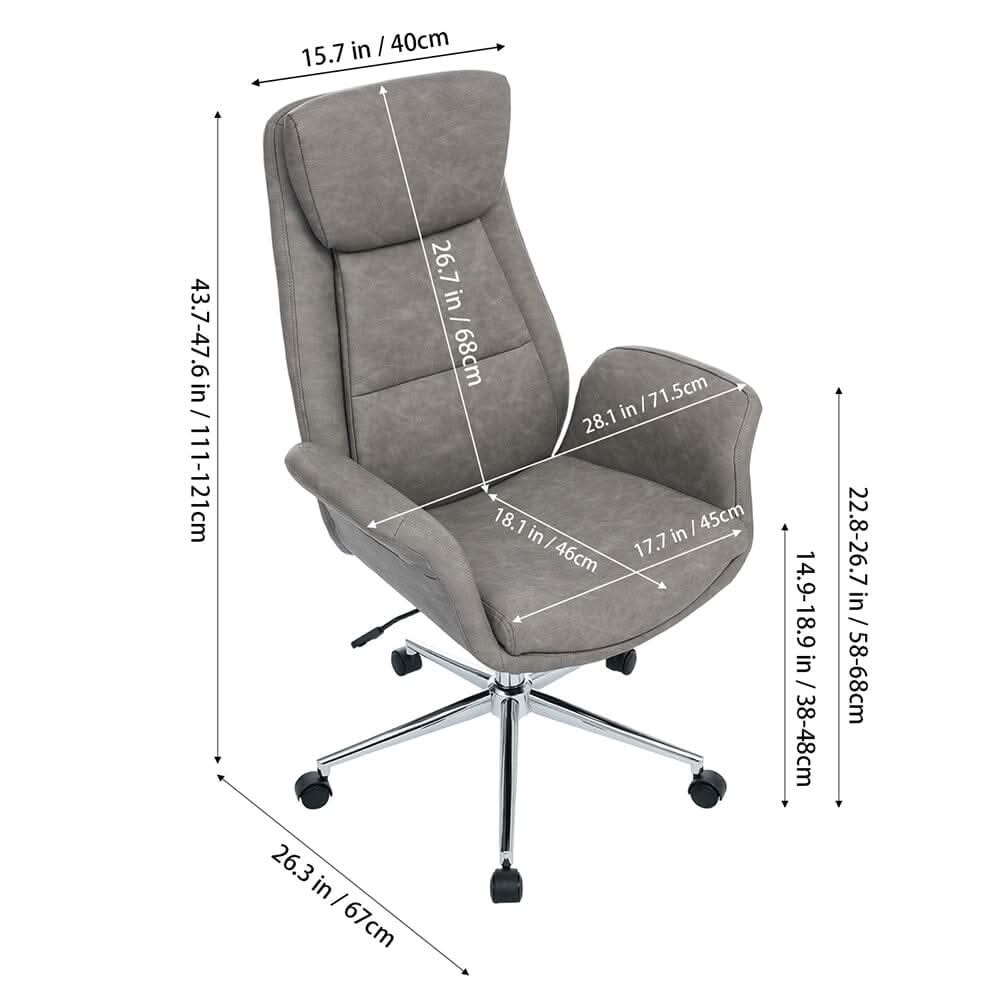 Retro PU Leather Executive Office Chair with Chrome Base