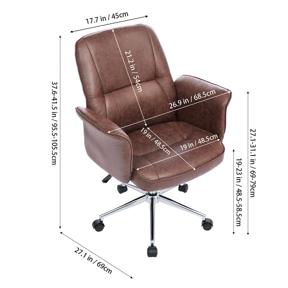 Mid-Back Office Chair with Chrome Base (Retro PU Leather / Chenille)