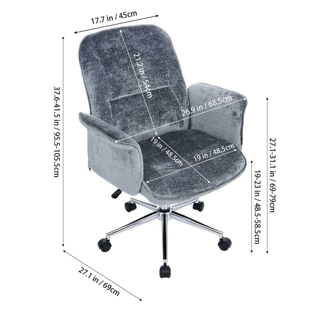 Mid-Back Office Chair with Chrome Base (Retro PU Leather / Chenille)
