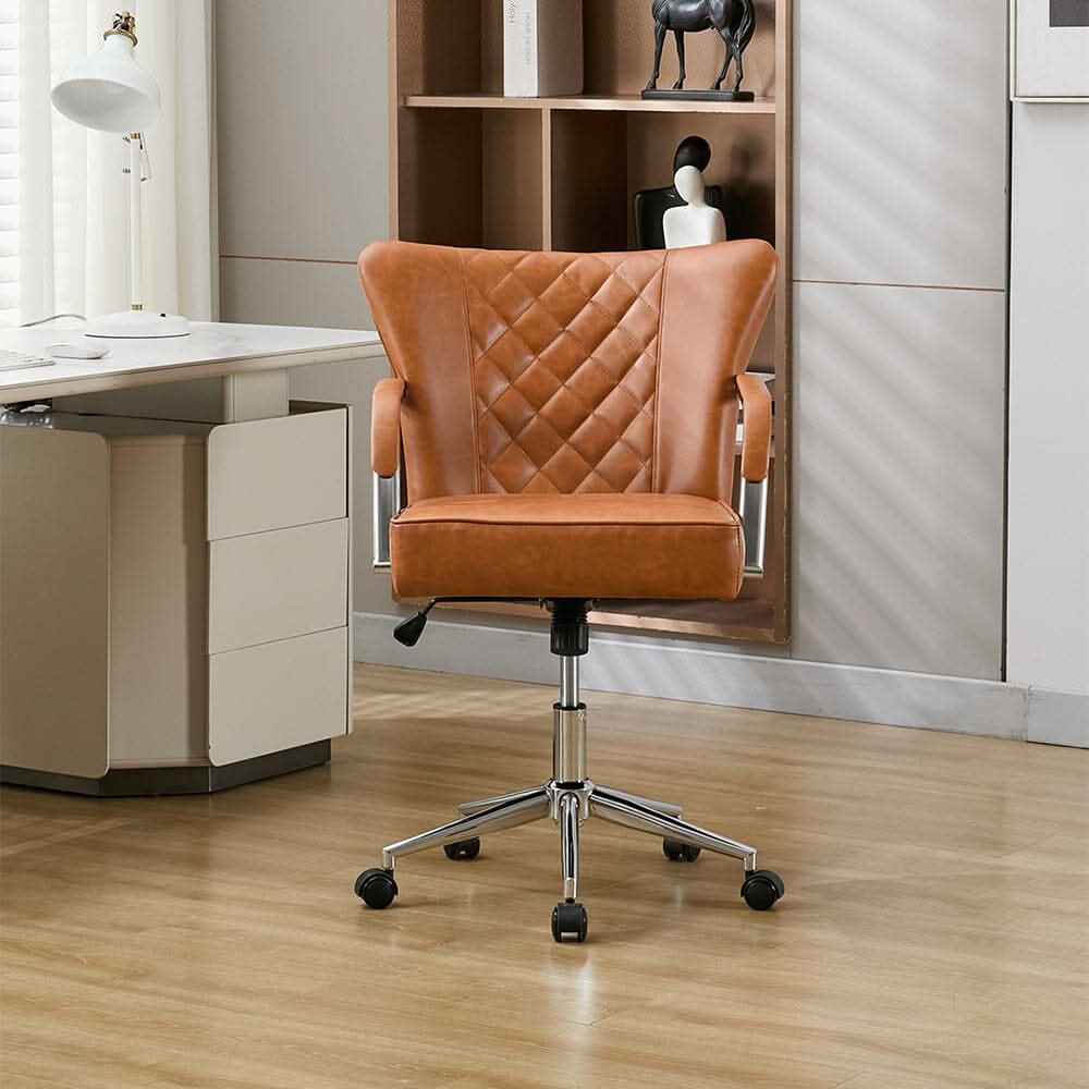Diamond Tufted Office Chair with Chrome Arms