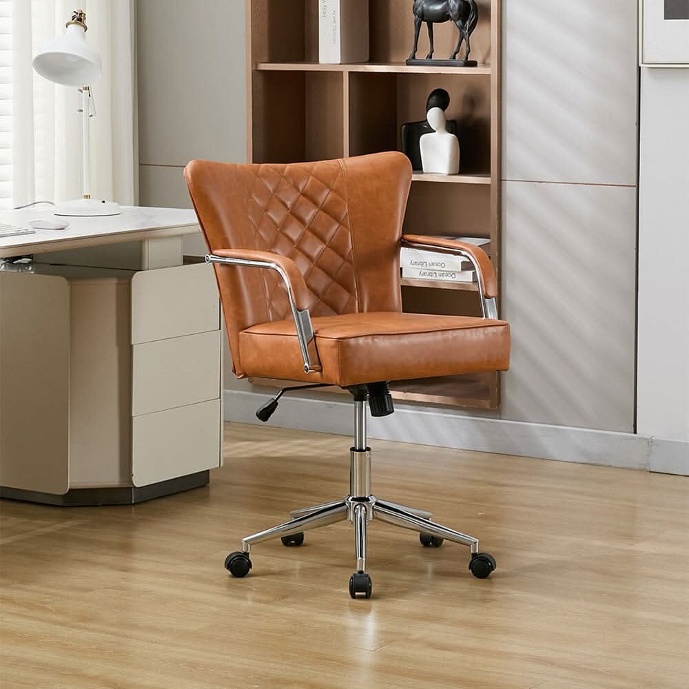 Diamond Tufted Office Chair with Chrome Arms