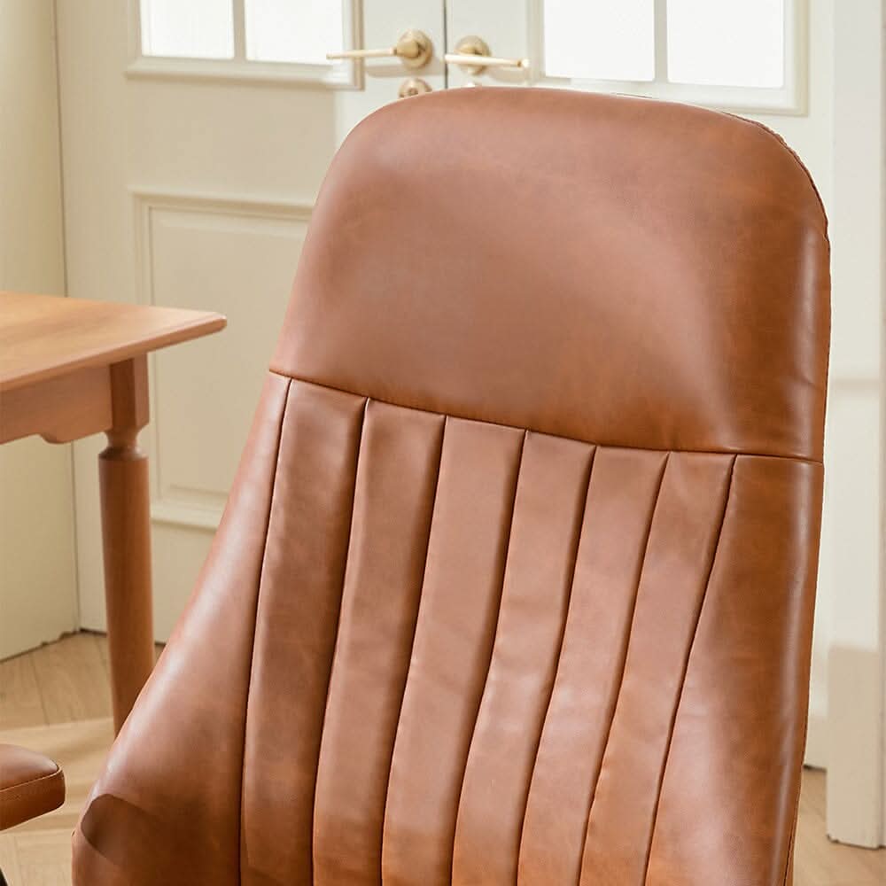 Retro PU Leather Executive Office Chair with Matte Black Frame