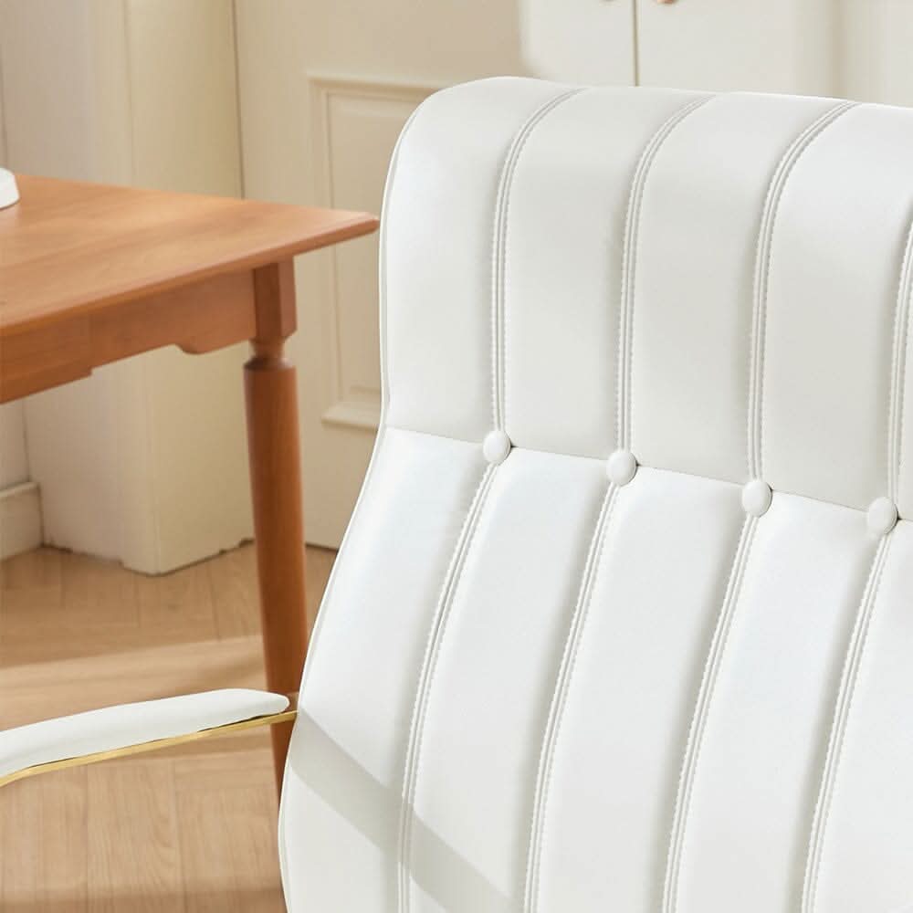 Vertical Stitched PU Office Chair with Gold Frame