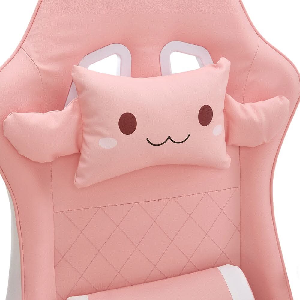 Pink Bunny Ergonomic Gaming Chair with Lumbar Support &amp; Linkage Armrests