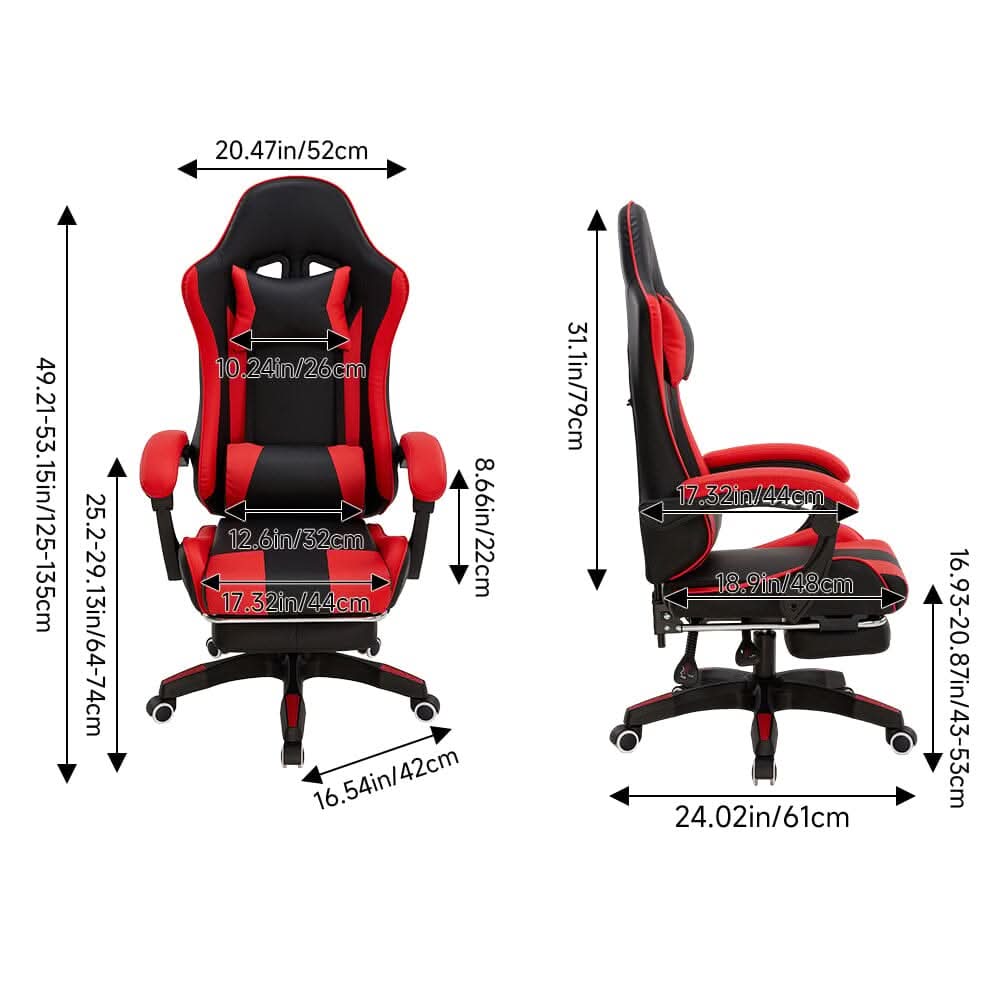 Ergonomic Gaming Chair with Footrest & Linkage Armrests