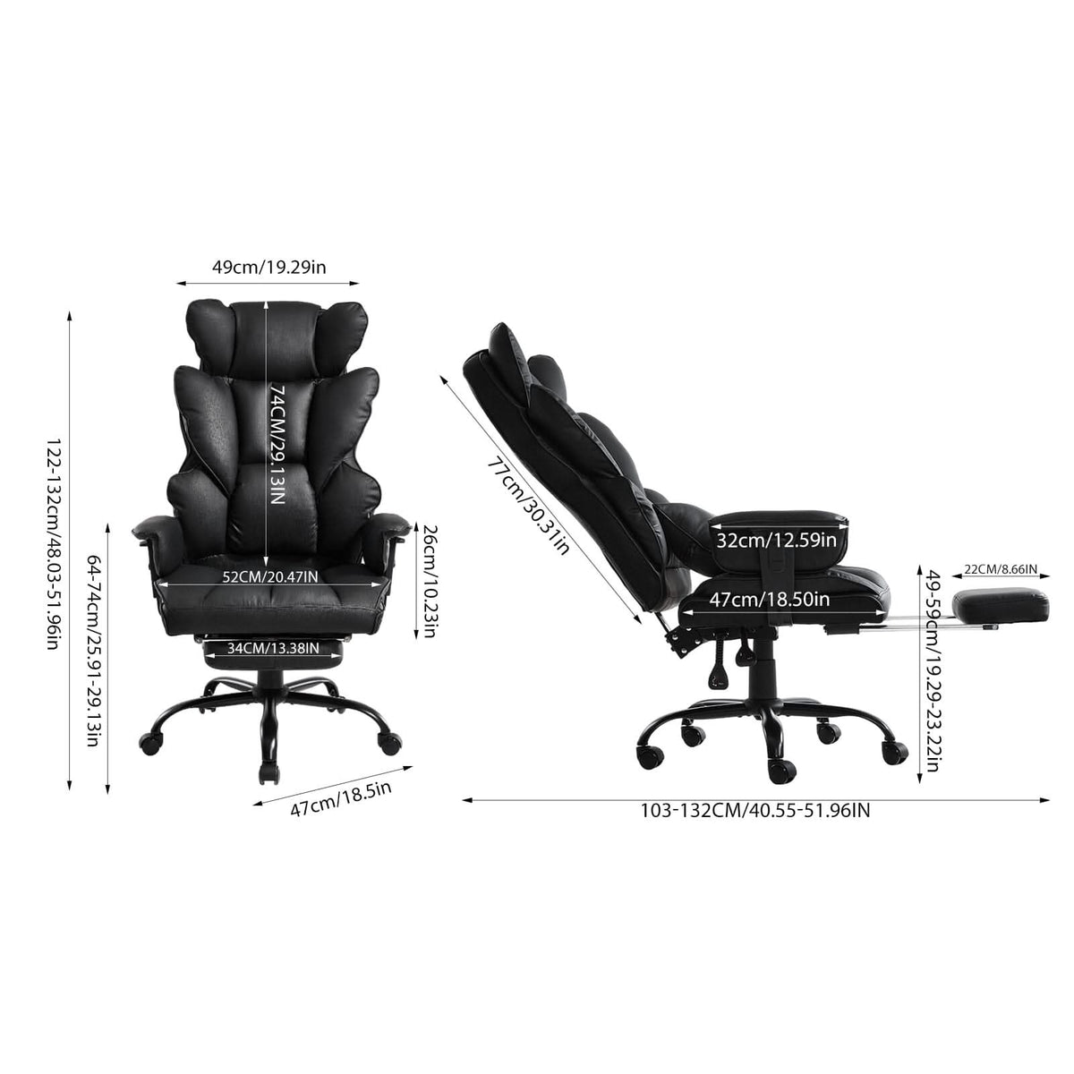 Executive Recliner Office Chair with Retractable Footrest