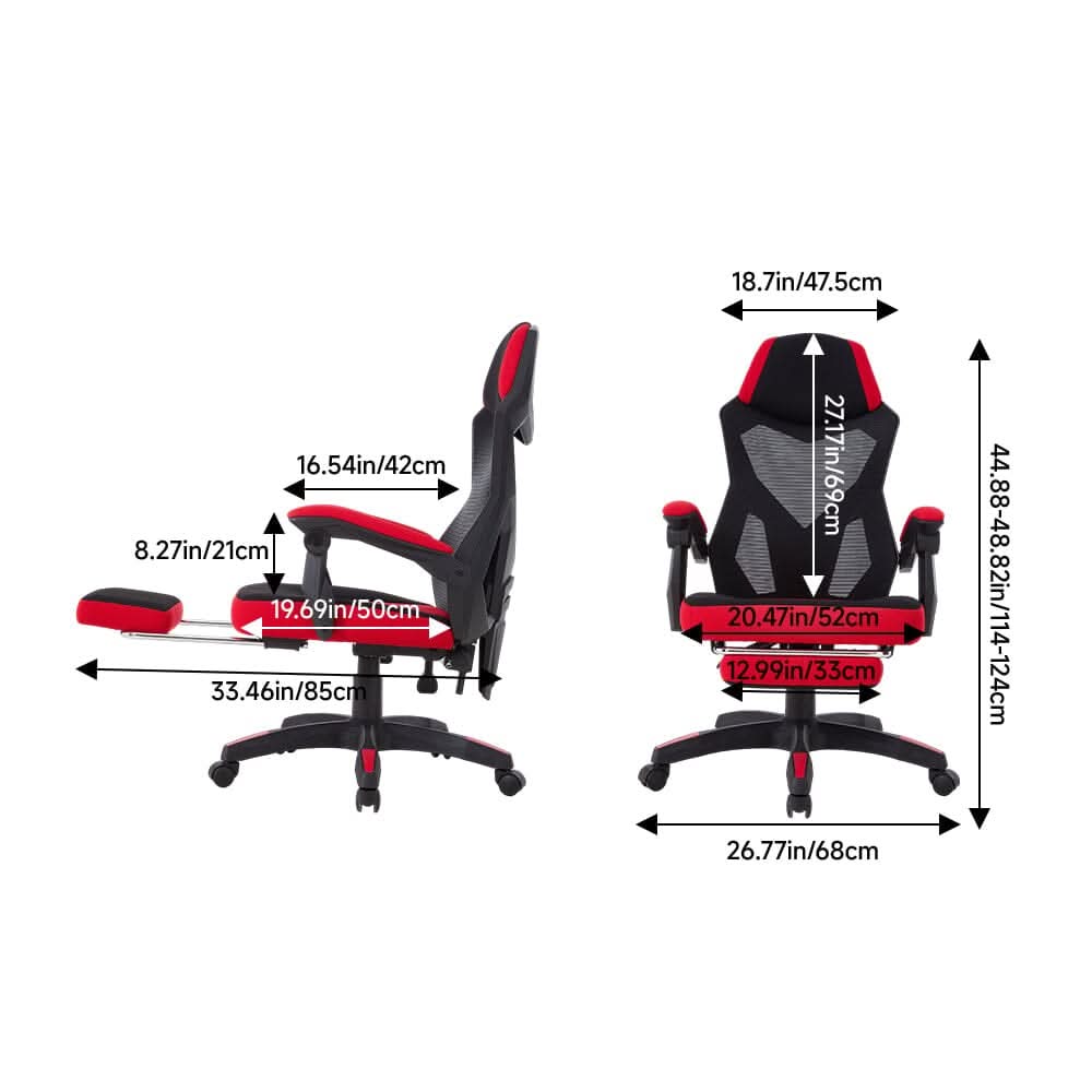 Mesh Gaming Chair with Footrest & Linkage Armrests