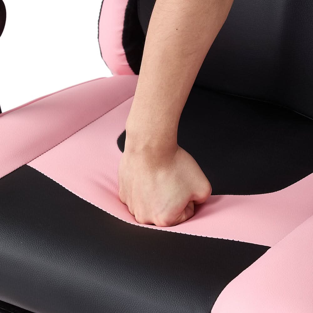 Ergonomic Gaming Chair Reclining PVC Office Chair With Footrest & Massage Lumbar Support