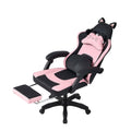 Ergonomic Gaming Chair Reclining PVC Office Chair With Footrest & Massage Lumbar Support