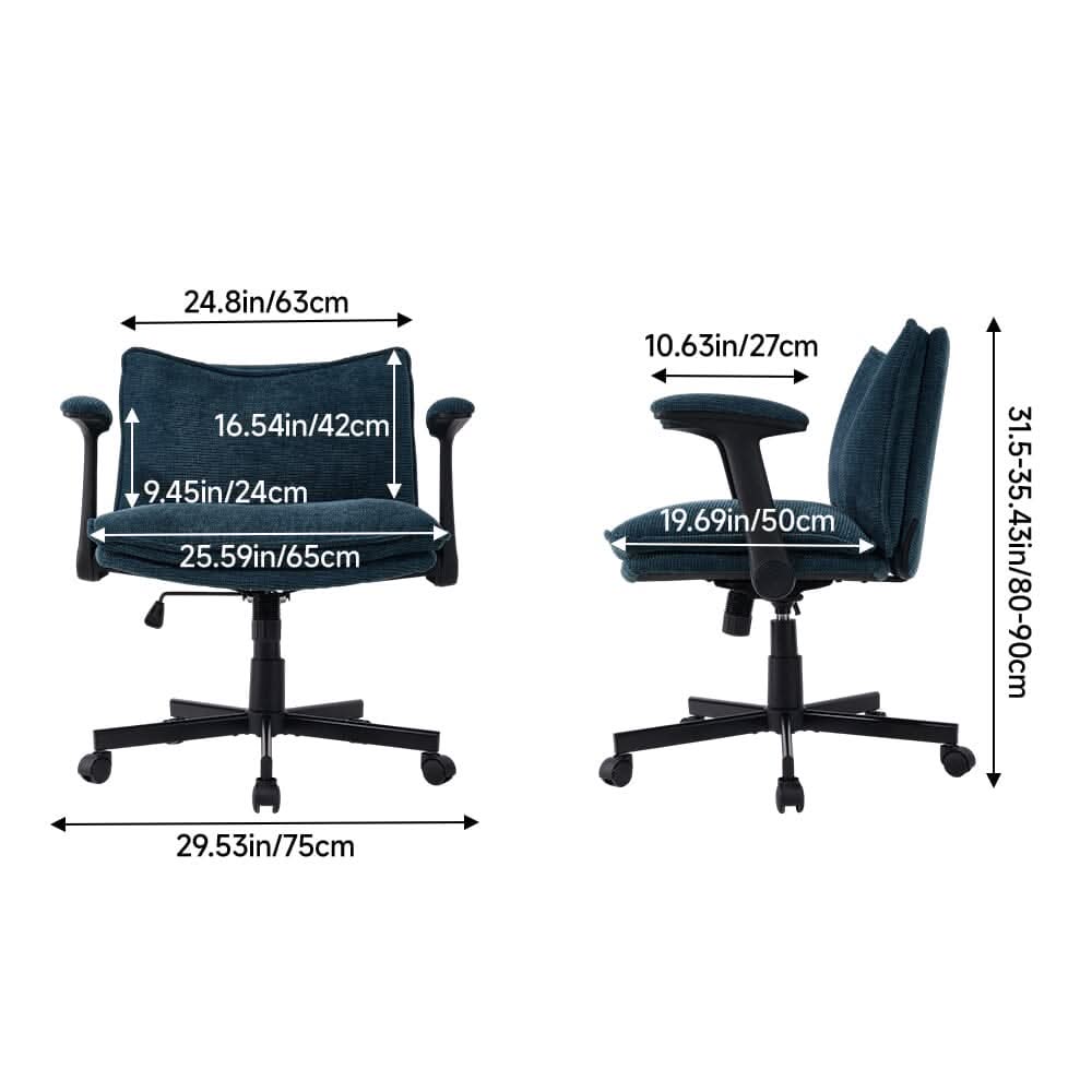 Oversized Cross-Legged Home Office Chair in Navy Blue