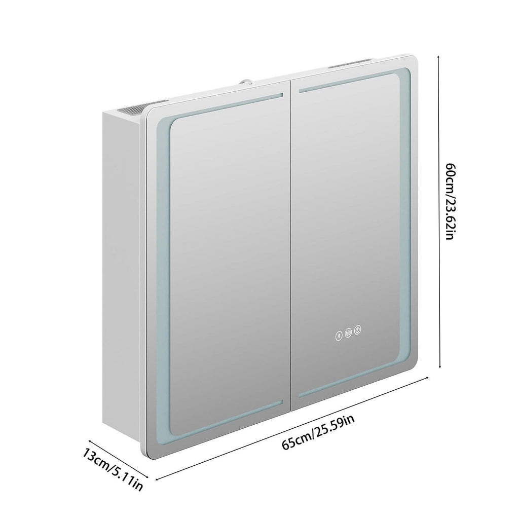 50x70cm / 65x60cm LED Bathroom Mirror Cabinet with Bluetooth & Fog-Free Technology
