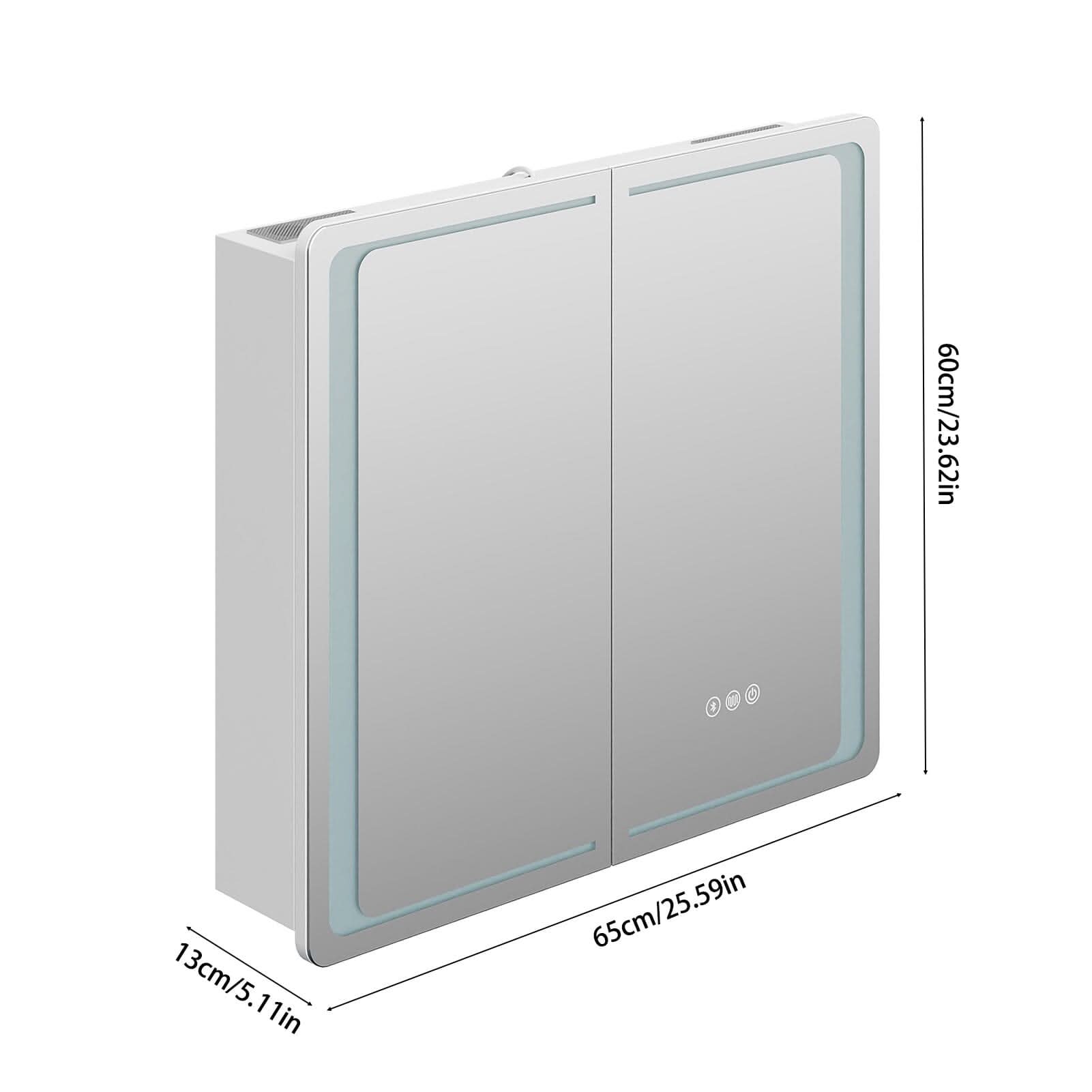 50x70cm / 65x60cm LED Bathroom Mirror Cabinet with Bluetooth & Fog-Free Technology