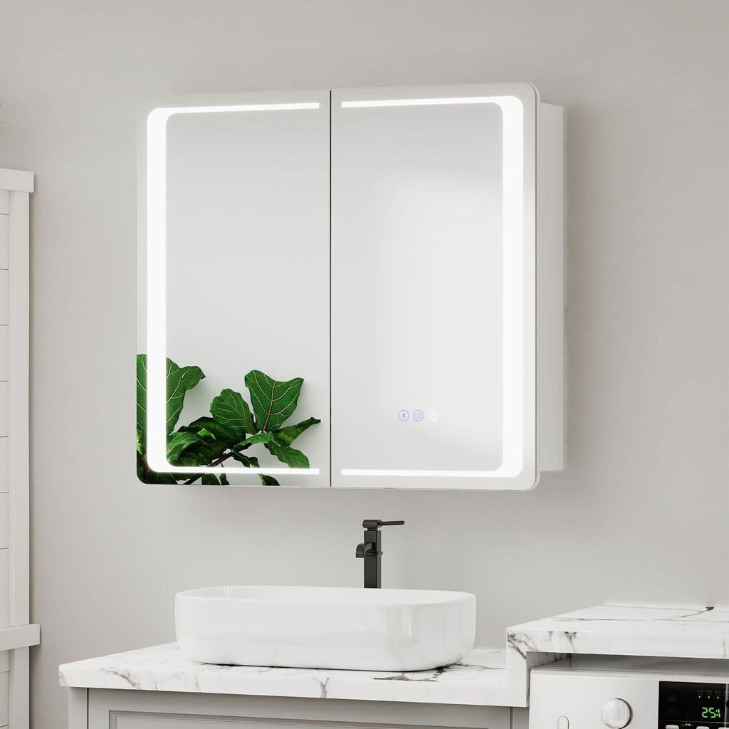 50x70cm / 65x60cm LED Bathroom Mirror Cabinet with Bluetooth & Fog-Free Technology