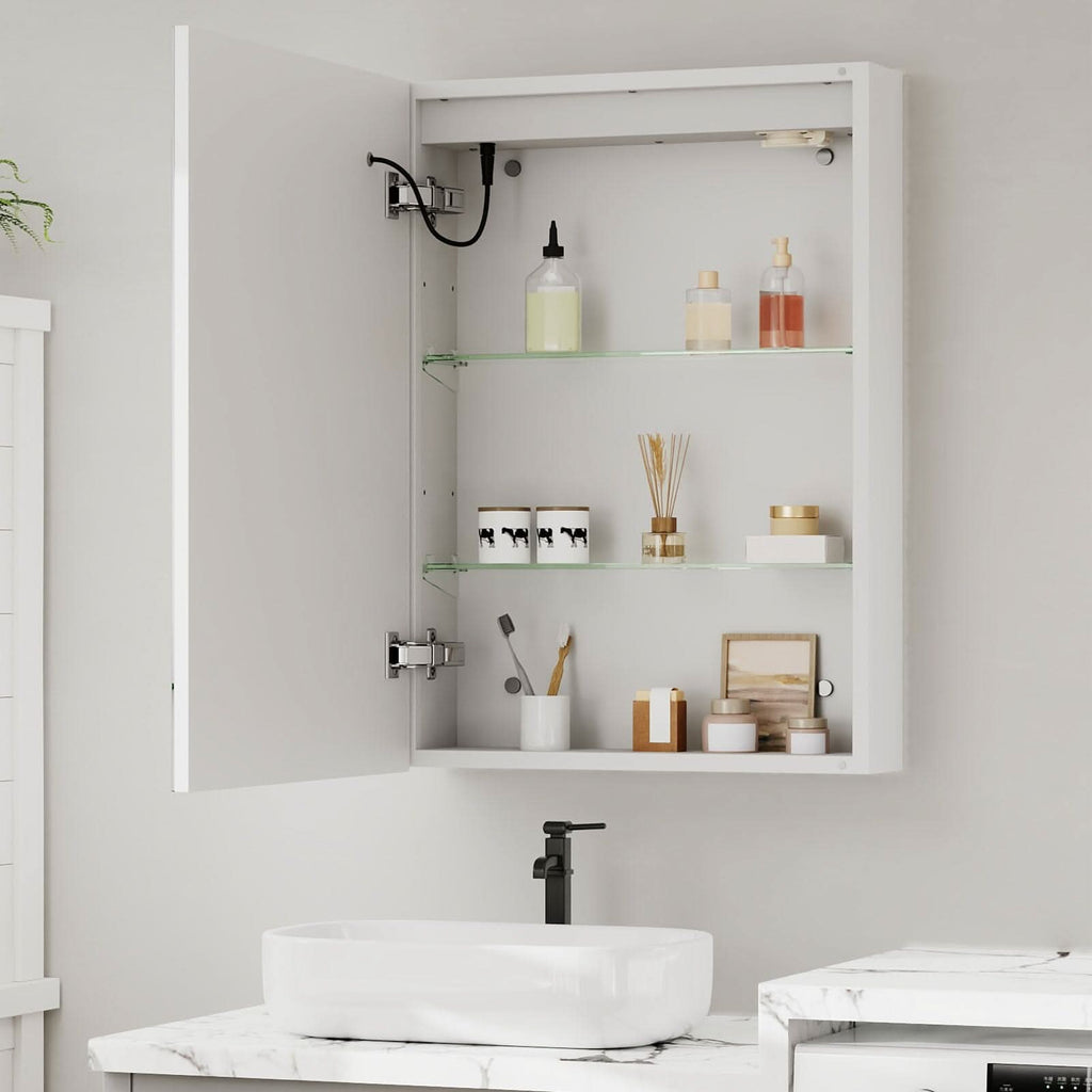50x70cm / 65x60cm LED Bathroom Mirror Cabinet with Bluetooth & Fog-Free Technology
