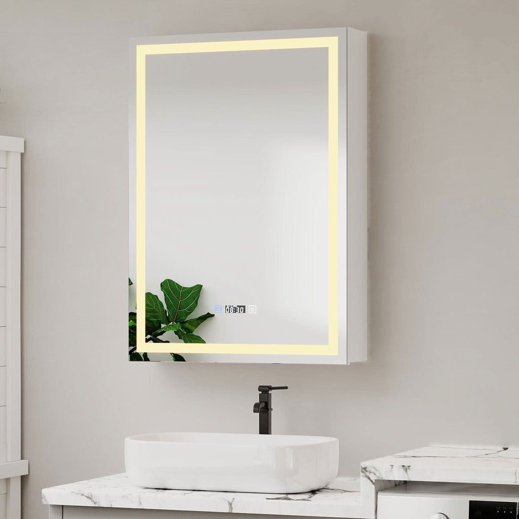 50x70cm / 65x60cm LED Bathroom Mirror Cabinet with Bluetooth & Fog-Free Technology