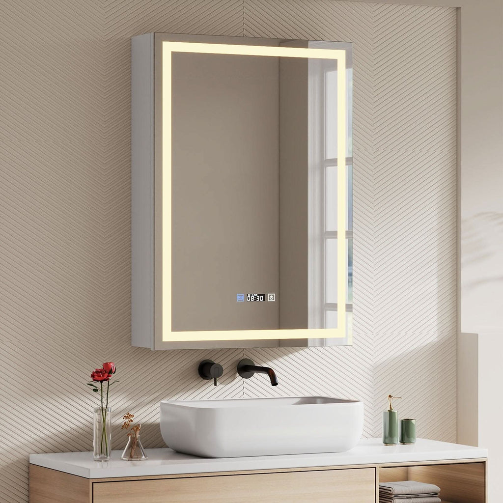 50x70cm / 65x60cm LED Bathroom Mirror Cabinet with Bluetooth & Fog-Free Technology