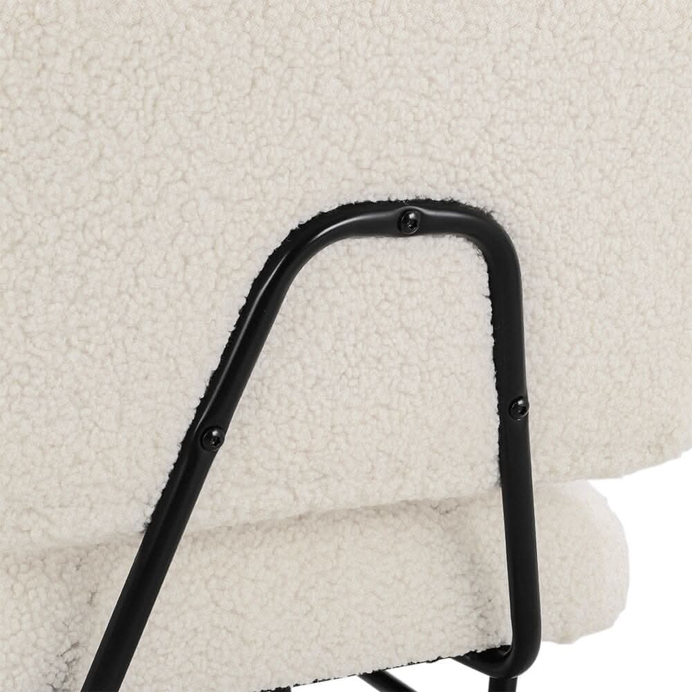 H 80cm Faux Wool Cocktail Chair Metal Frame Occasional Chair