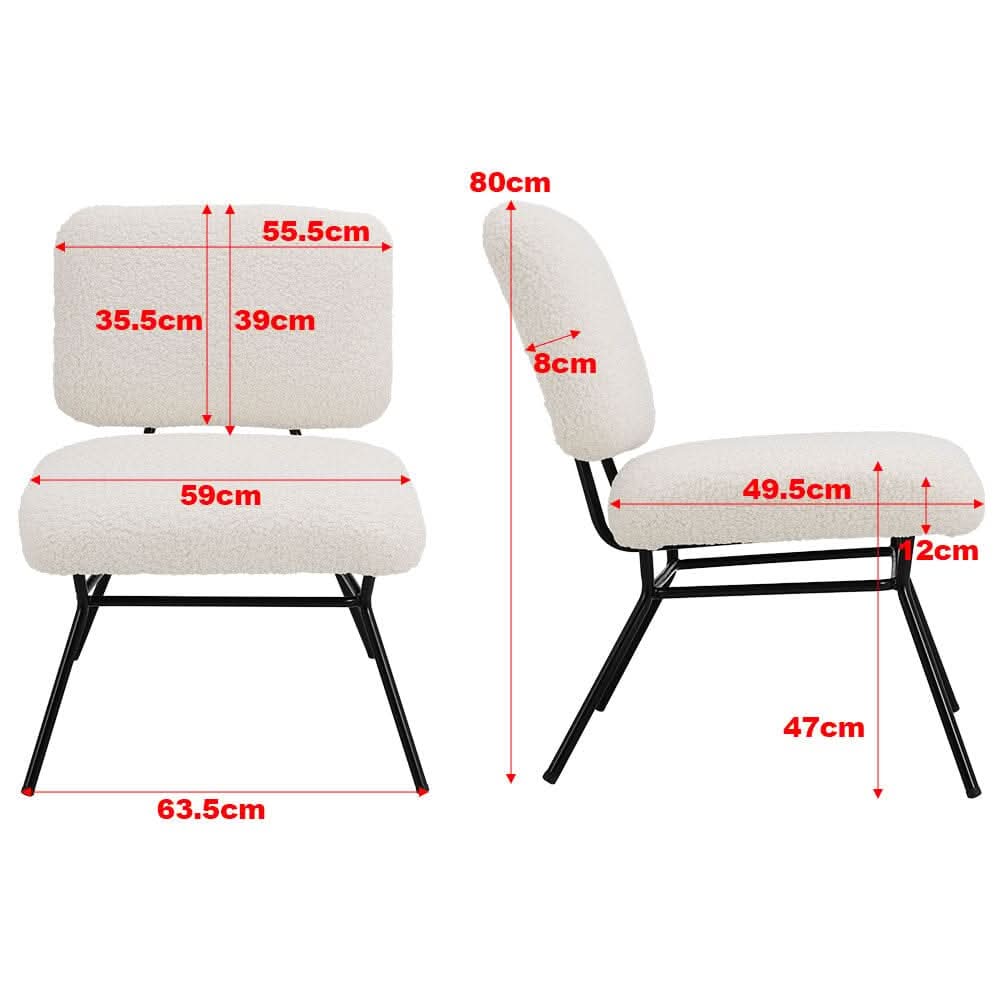 H 80cm Faux Wool Cocktail Chair Metal Frame Occasional Chair