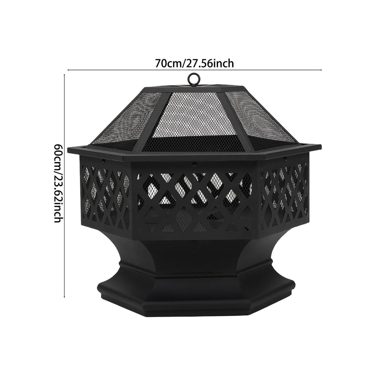 70cm Hexagonal Outdoor Fire Pit & BBQ Grill