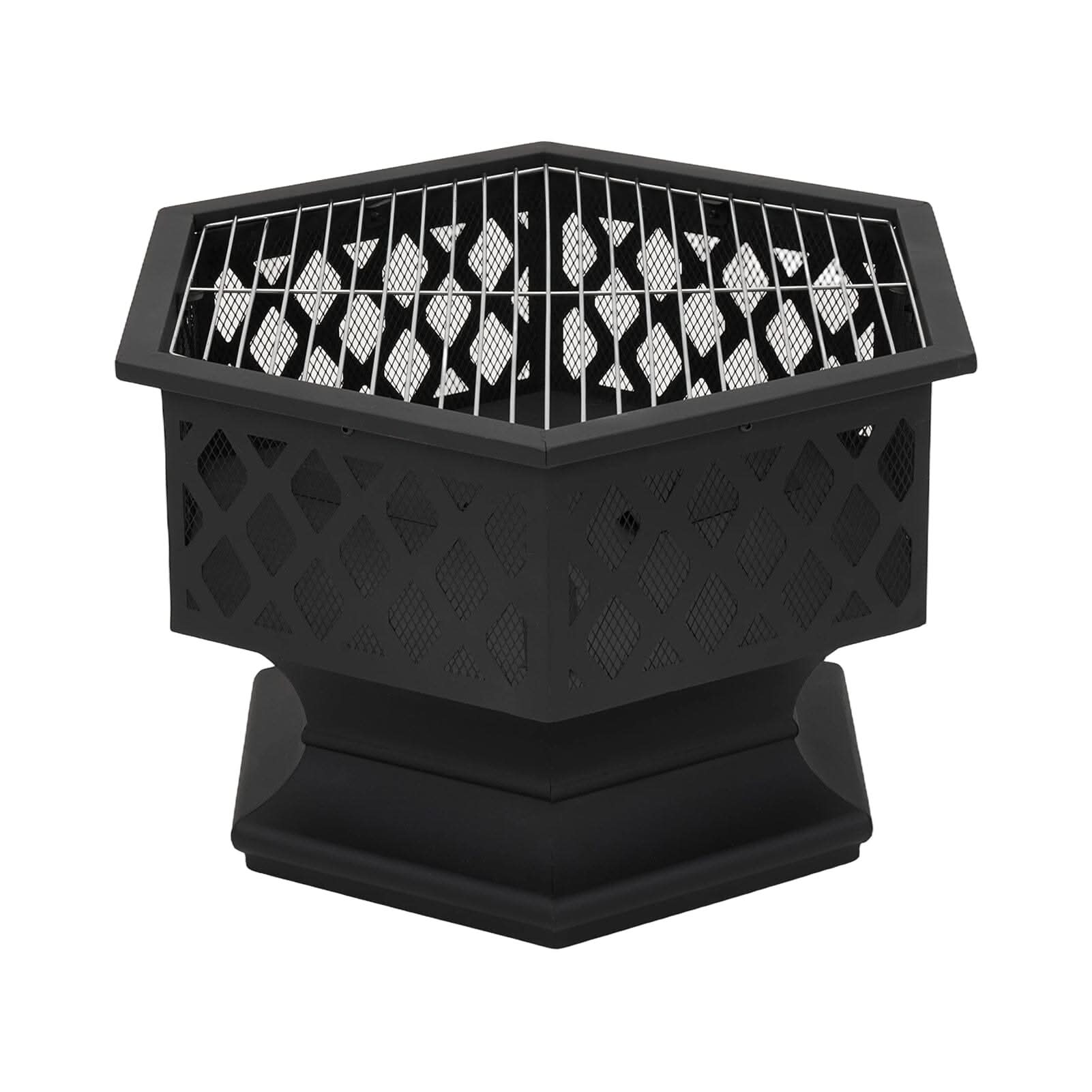 70cm Hexagonal Outdoor Fire Pit & BBQ Grill