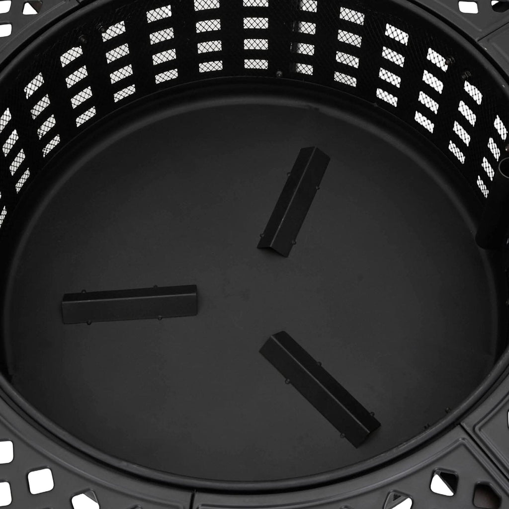 Large Round Fire Pit & BBQ Grill | 93cm Diameter Outdoor Fire Bowl for Garden & Camping
