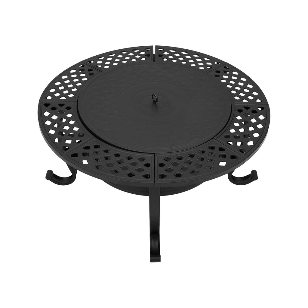 Large Round Fire Pit & BBQ Grill | 93cm Diameter Outdoor Fire Bowl for Garden & Camping