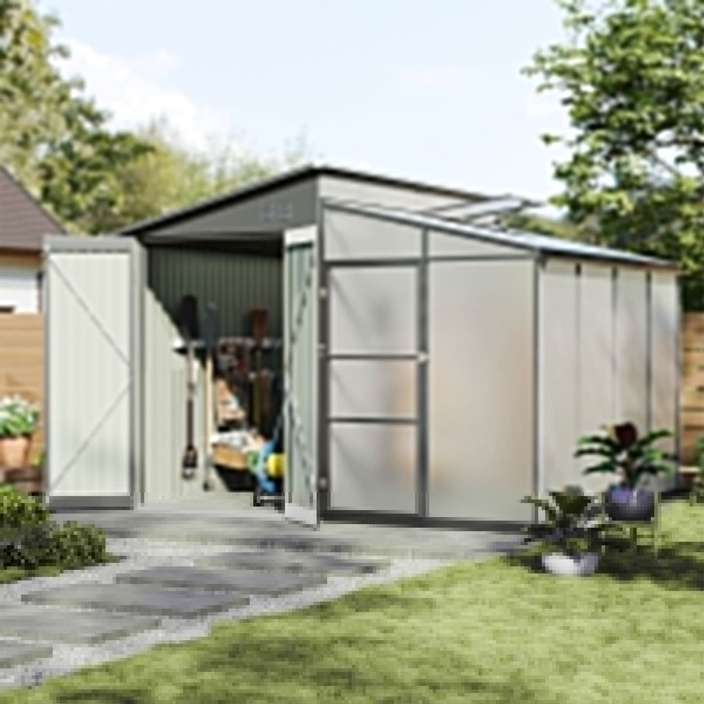 Metal Garden Shed & Greenhouse Combo with Acrylic Panels