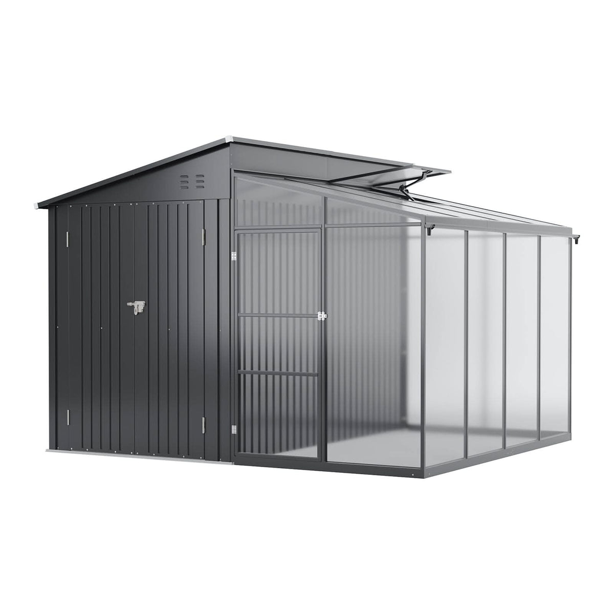 Metal Garden Shed & Greenhouse Combo with Acrylic Panels