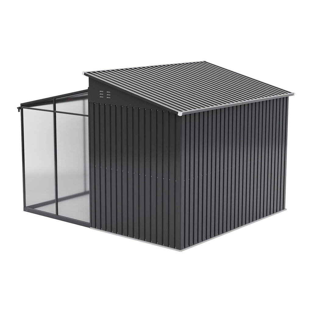 Metal Garden Shed & Greenhouse Combo with Acrylic Panels