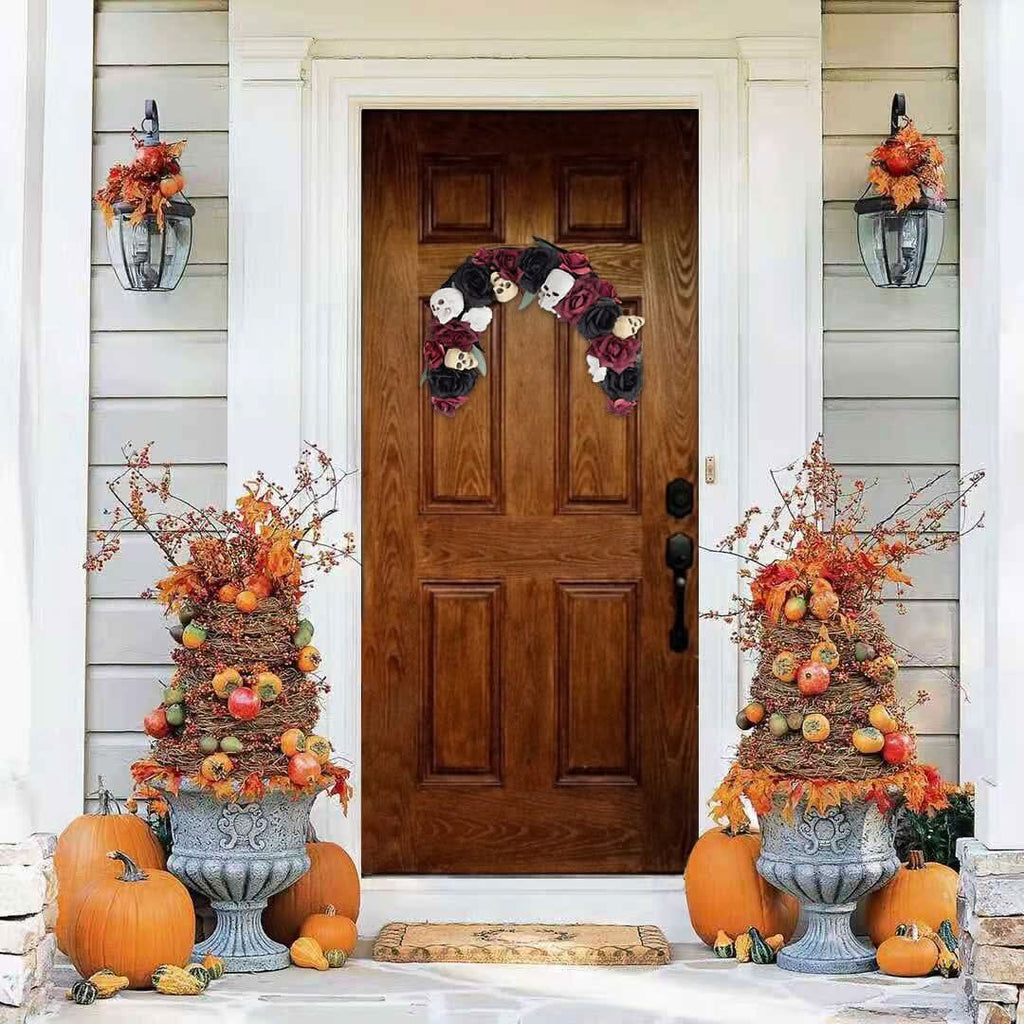 Scary Prelit Skull Halloween Arch Wreath Home Decoration