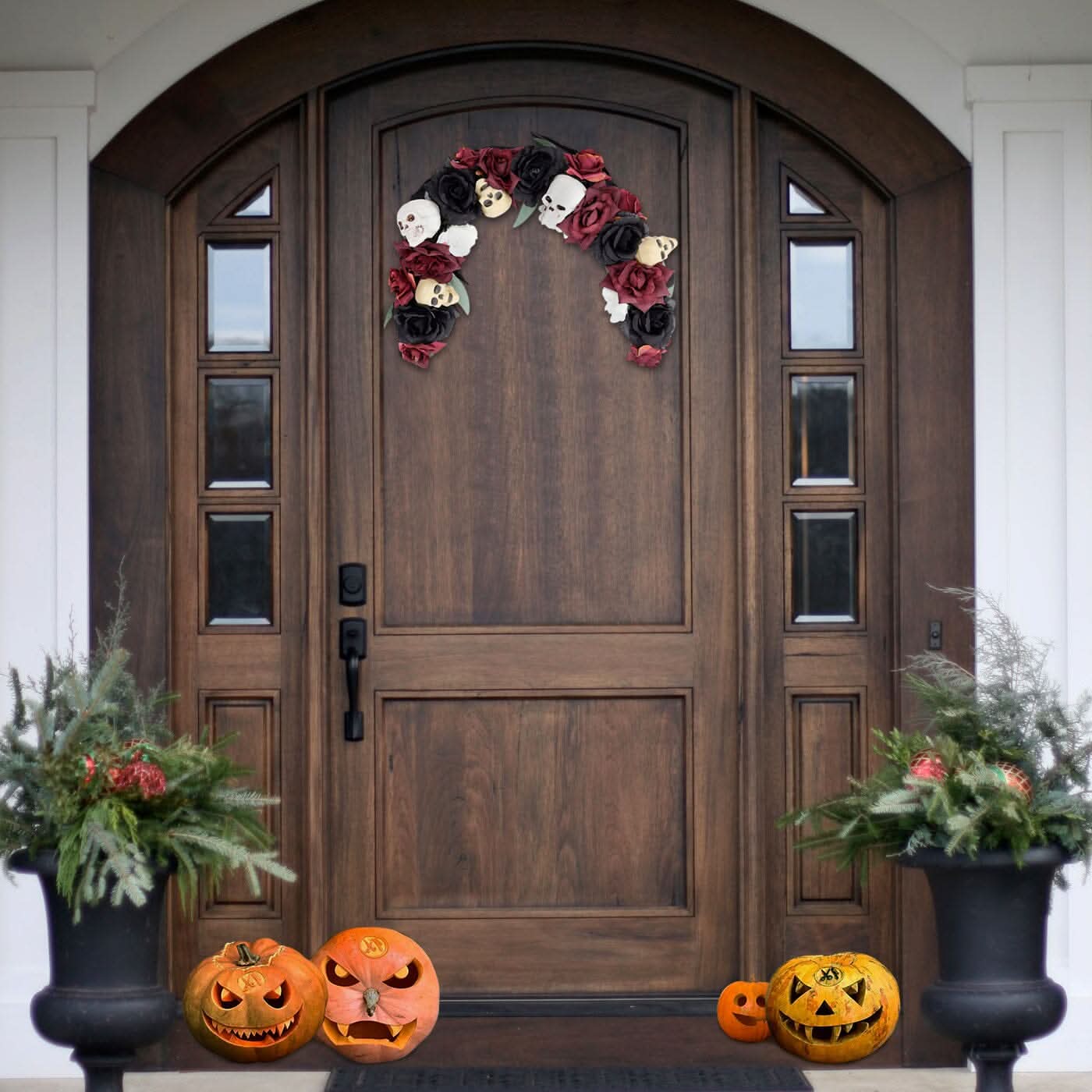 Scary Prelit Skull Halloween Arch Wreath Home Decoration