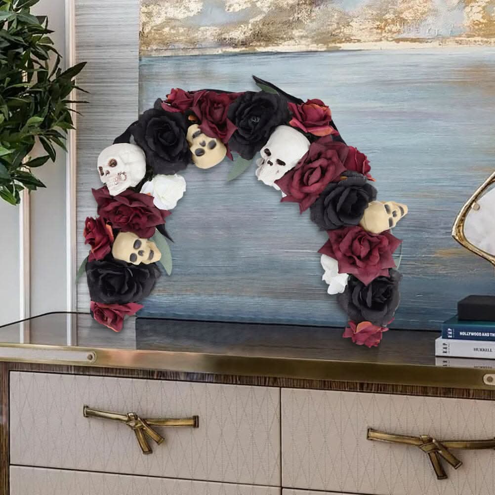 Scary Prelit Skull Halloween Arch Wreath Home Decoration
