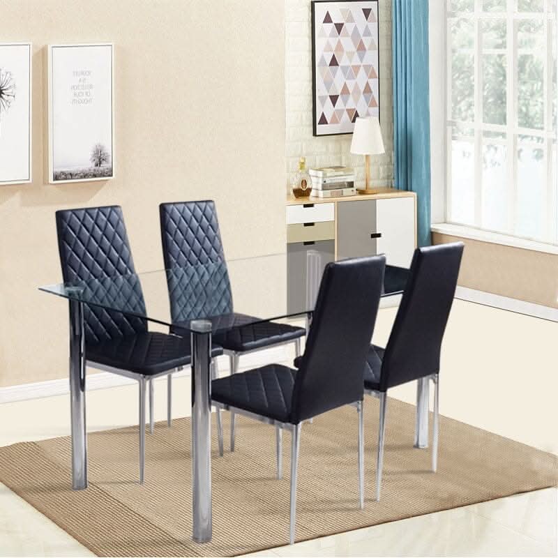Black/Grey/Beige PVC High Back Modern Dining Chairs Set of 2 / 4