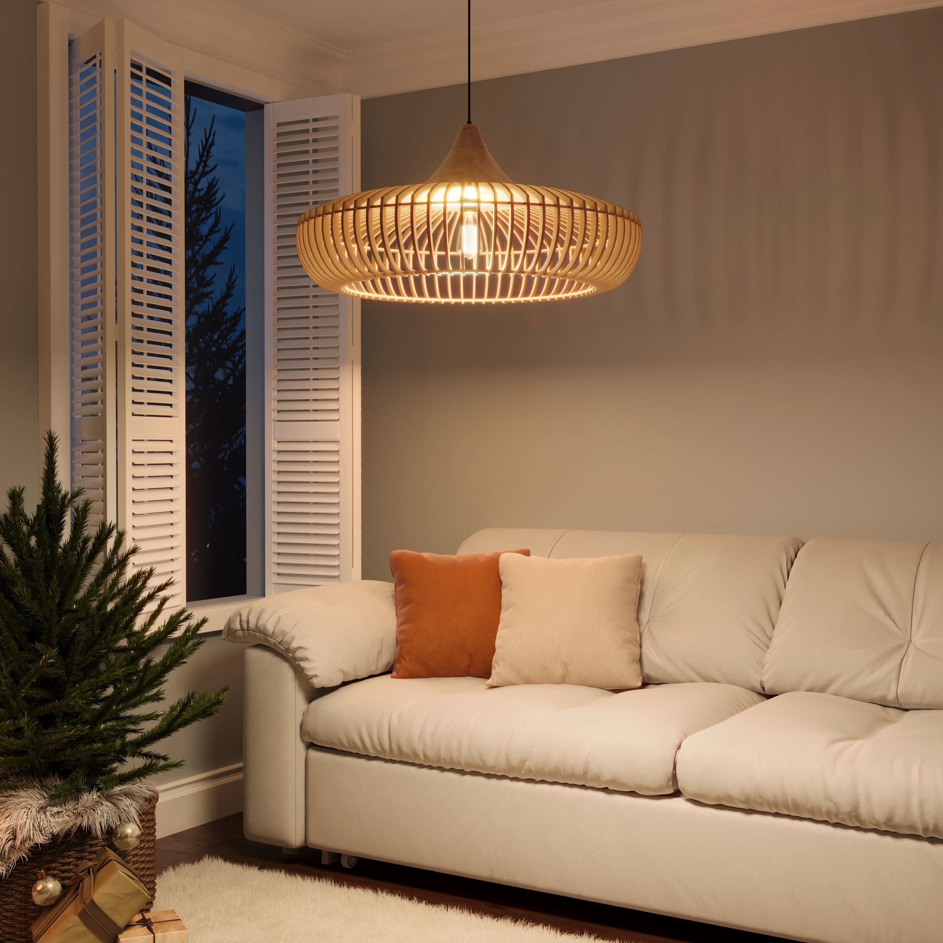 Lightsin Shadome Handcrafted Wooden Kitchen Pendant Light