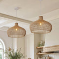 Lightsin Cella-Handwoven Gourd Shaped Rattan Pendant Light