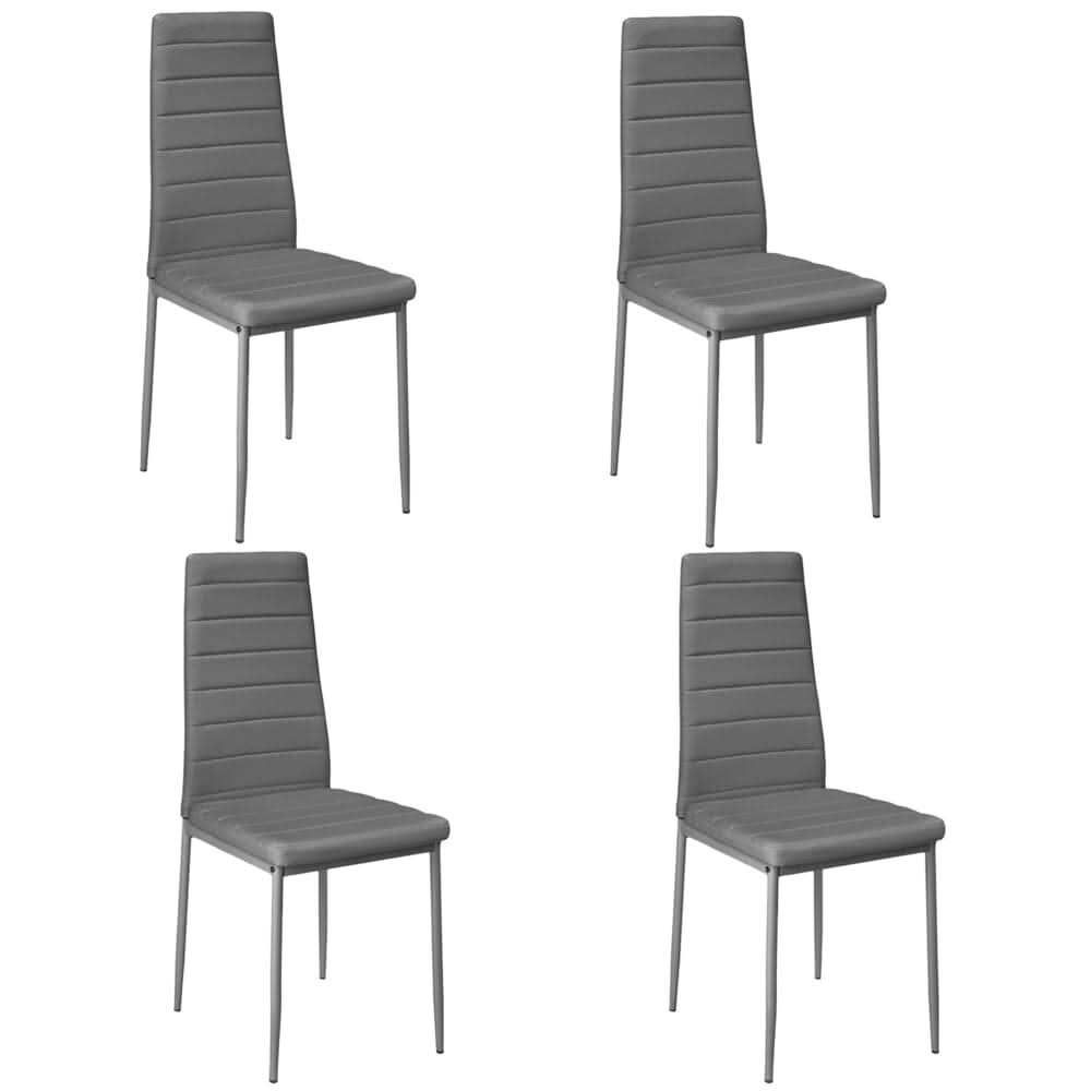 Set of 4 Leather Upholstered Dining Chairs with Metal Legs