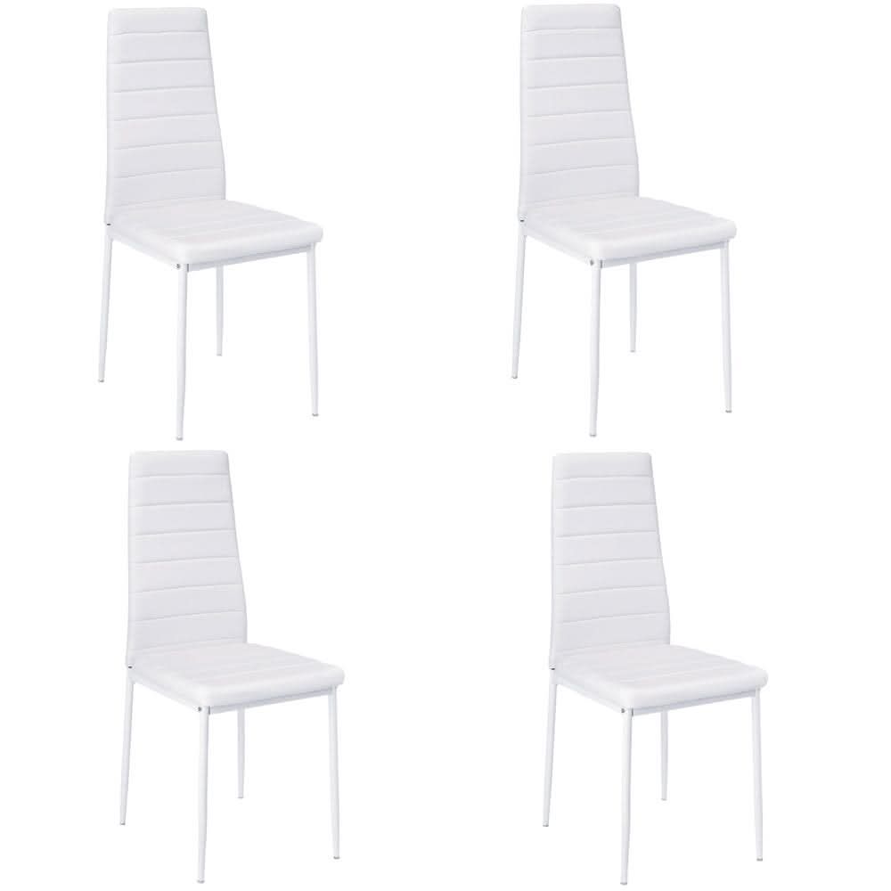 Set of 4 Leather Upholstered Dining Chairs with Metal Legs