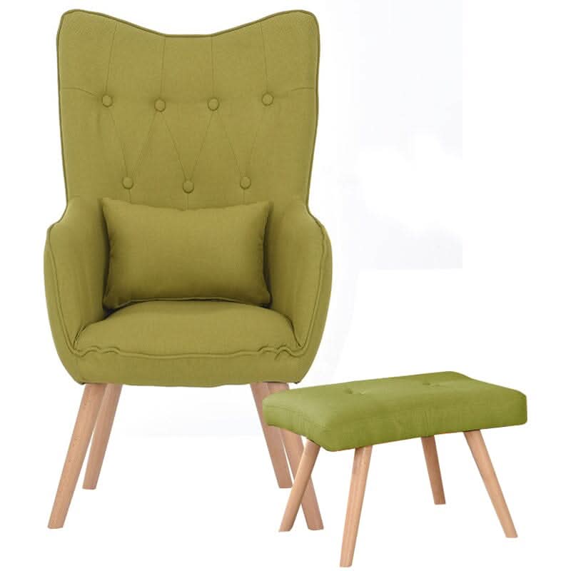 Soft Linen Wingback Lounge Chair and Footstool