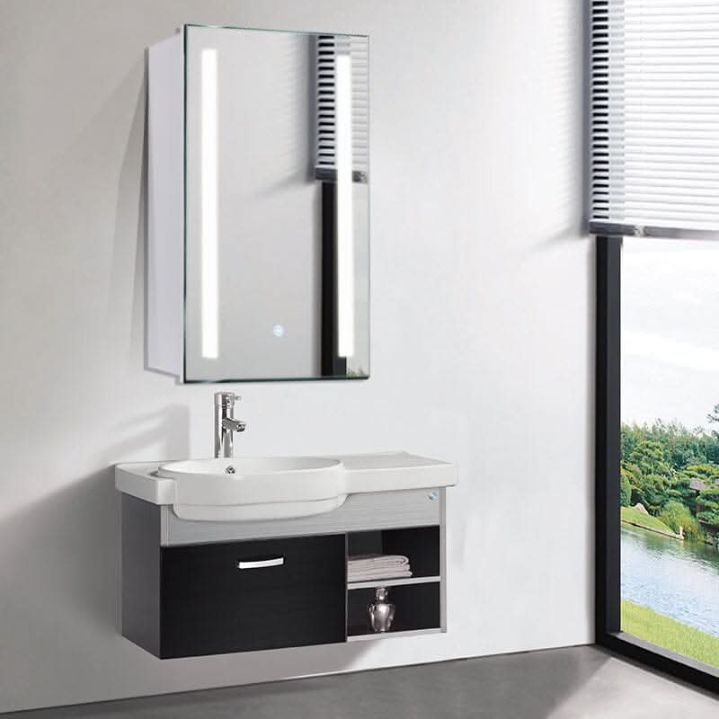 70cm Height Modern LED Illuminated Bathroom Mirror Cabinet with Socket