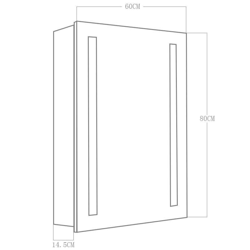80cm Height LED Bathroom Mirror Cabinet with Shelves Socket