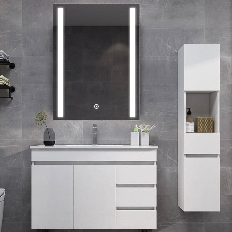80cm Height LED Bathroom Mirror Cabinet with Shelves Socket