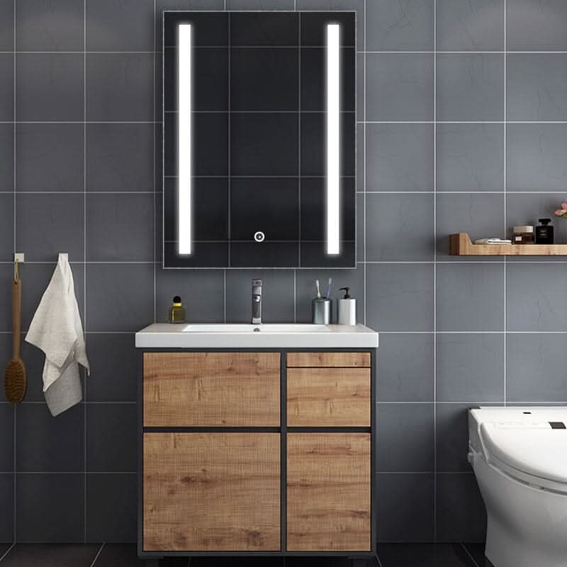 80cm Height LED Bathroom Mirror Cabinet with Shelves Socket
