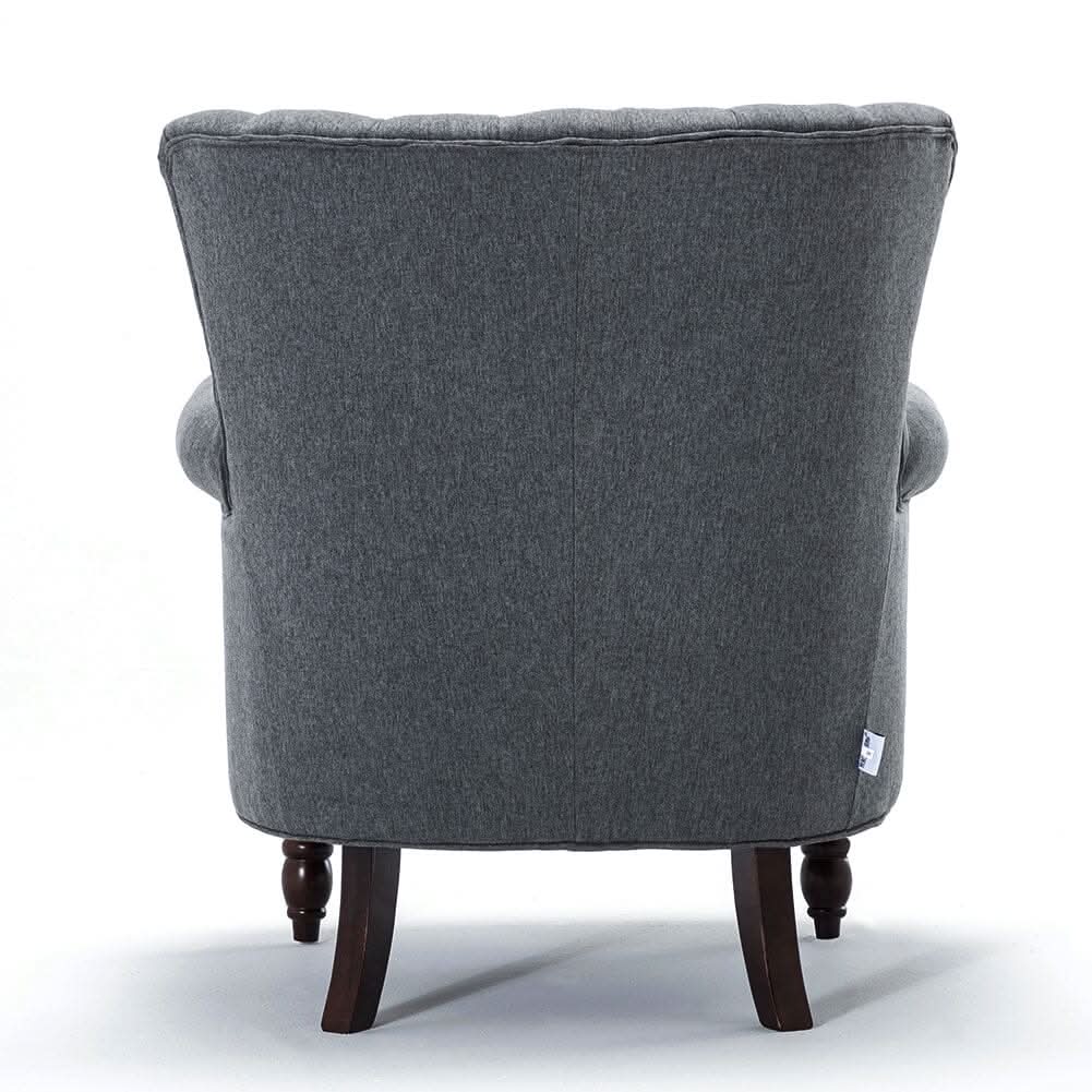 Vintage Linen Upholstered Wing Back Armchair