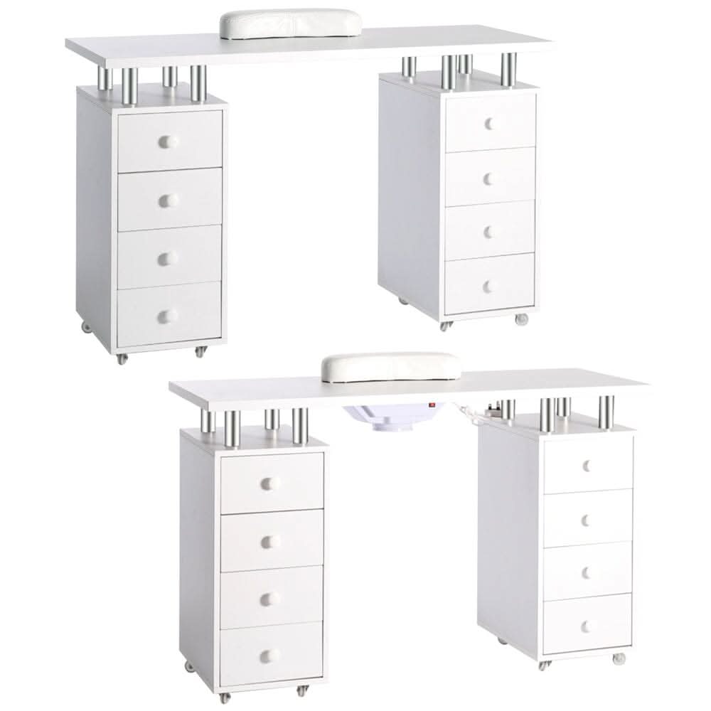 8-drawer Manicure Station Nail Beauty Table on Wheels for Salons