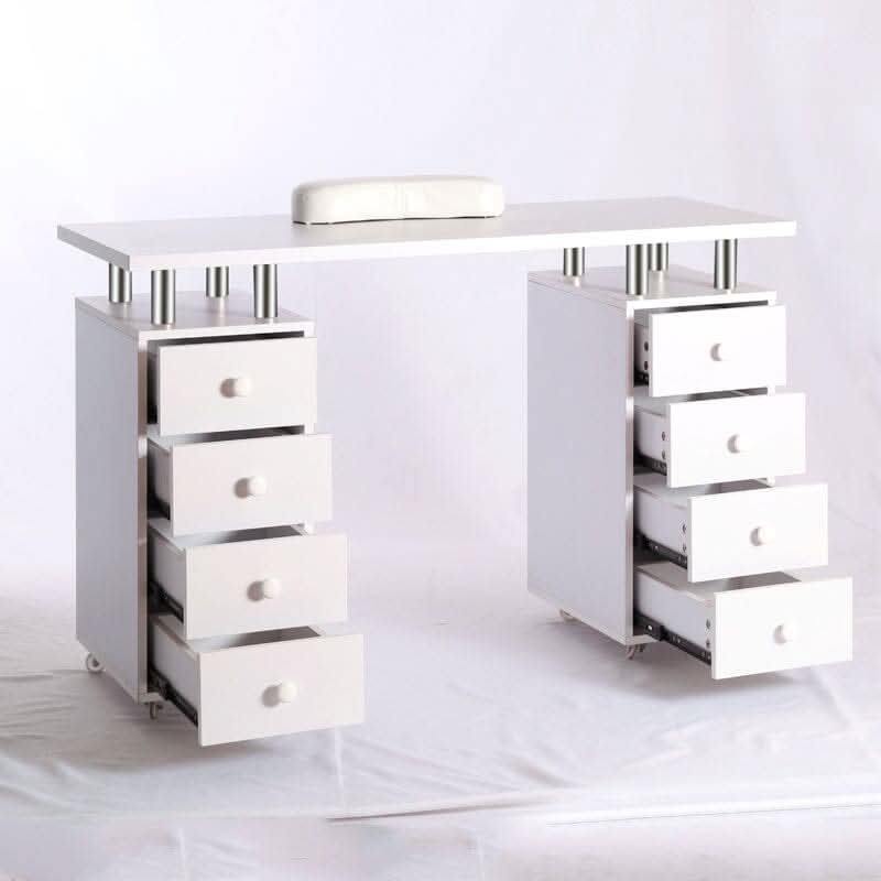 8-drawer Manicure Station Nail Beauty Table on Wheels for Salons
